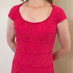 Ann Taylor, Size 0, Deep Passion Pink, Floral Lace, Dress